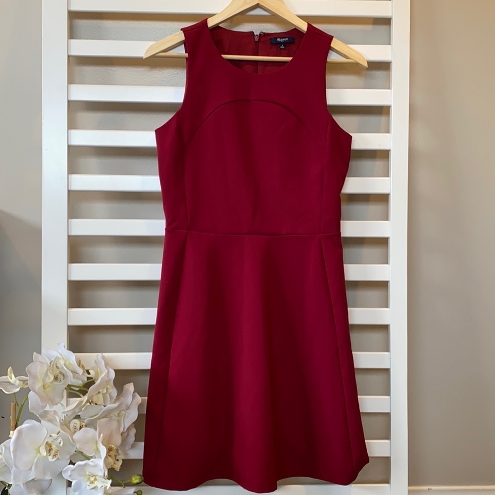 NWT Madewell "Adore" Red Wine Fit and Flare Dress Size 4